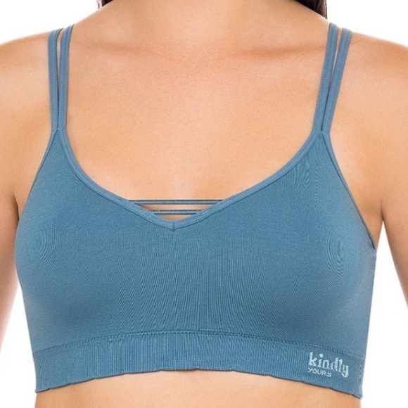 Kindly Yours Reef Blue caged v-neck sustainable bralette size XXL - Picture 1 of 9